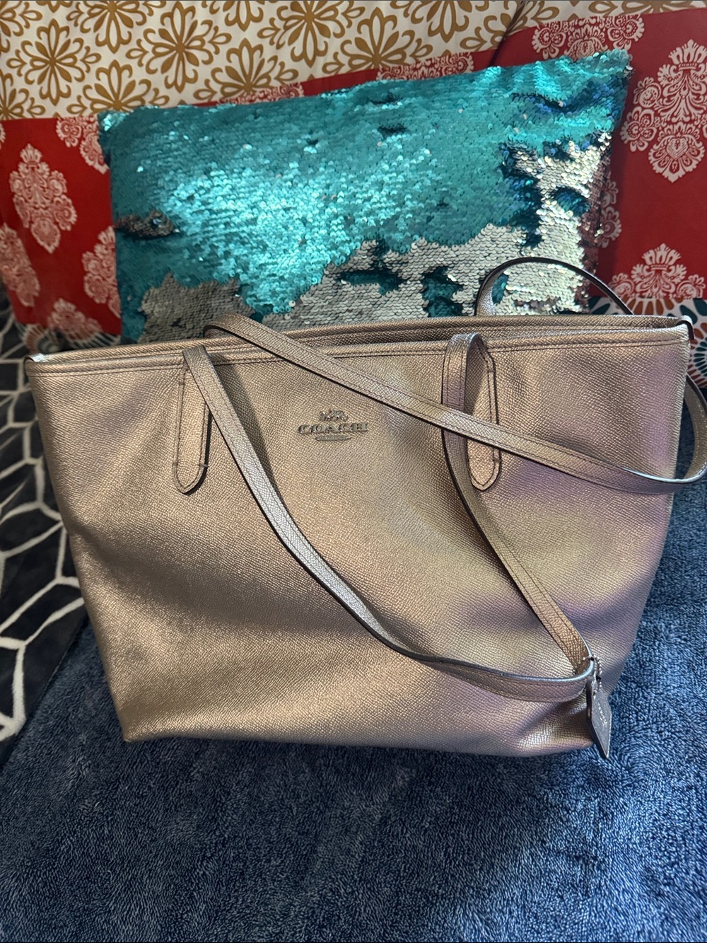 Coach Metallic Champagne Tote Bag